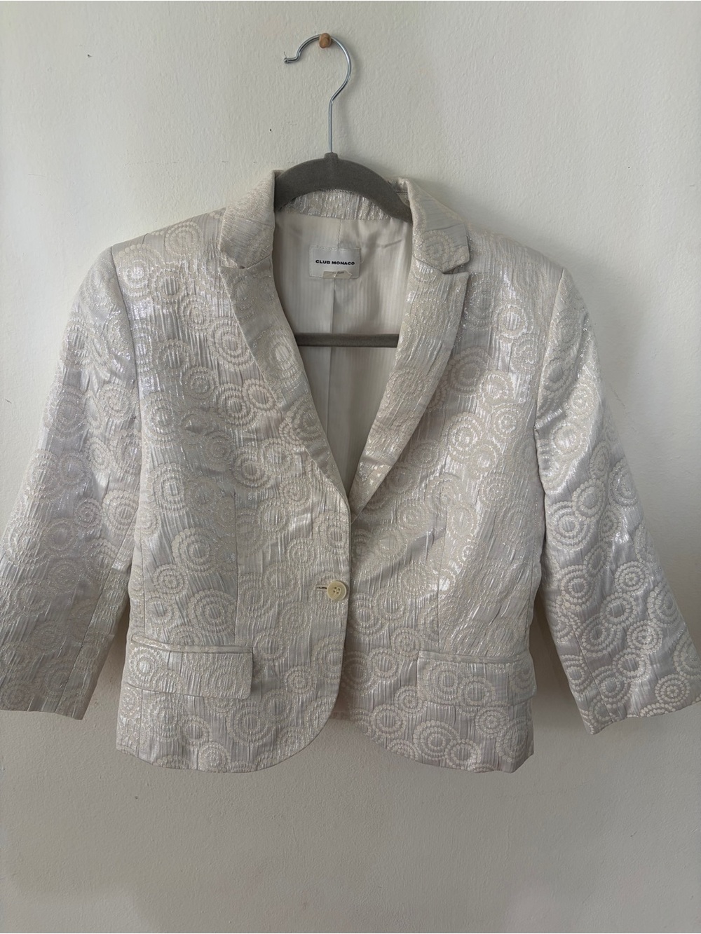 Club Monaco Cream Sequin-Patterned Blazer 8